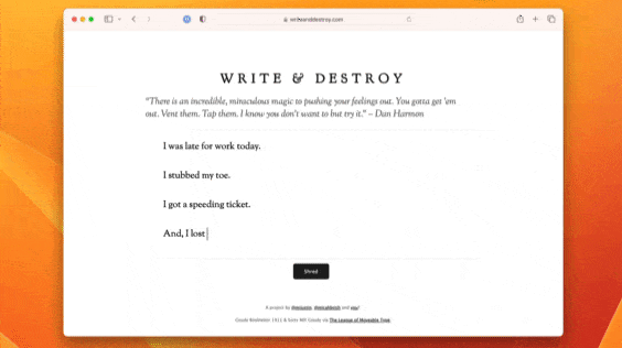 A demo of Write and Destroy